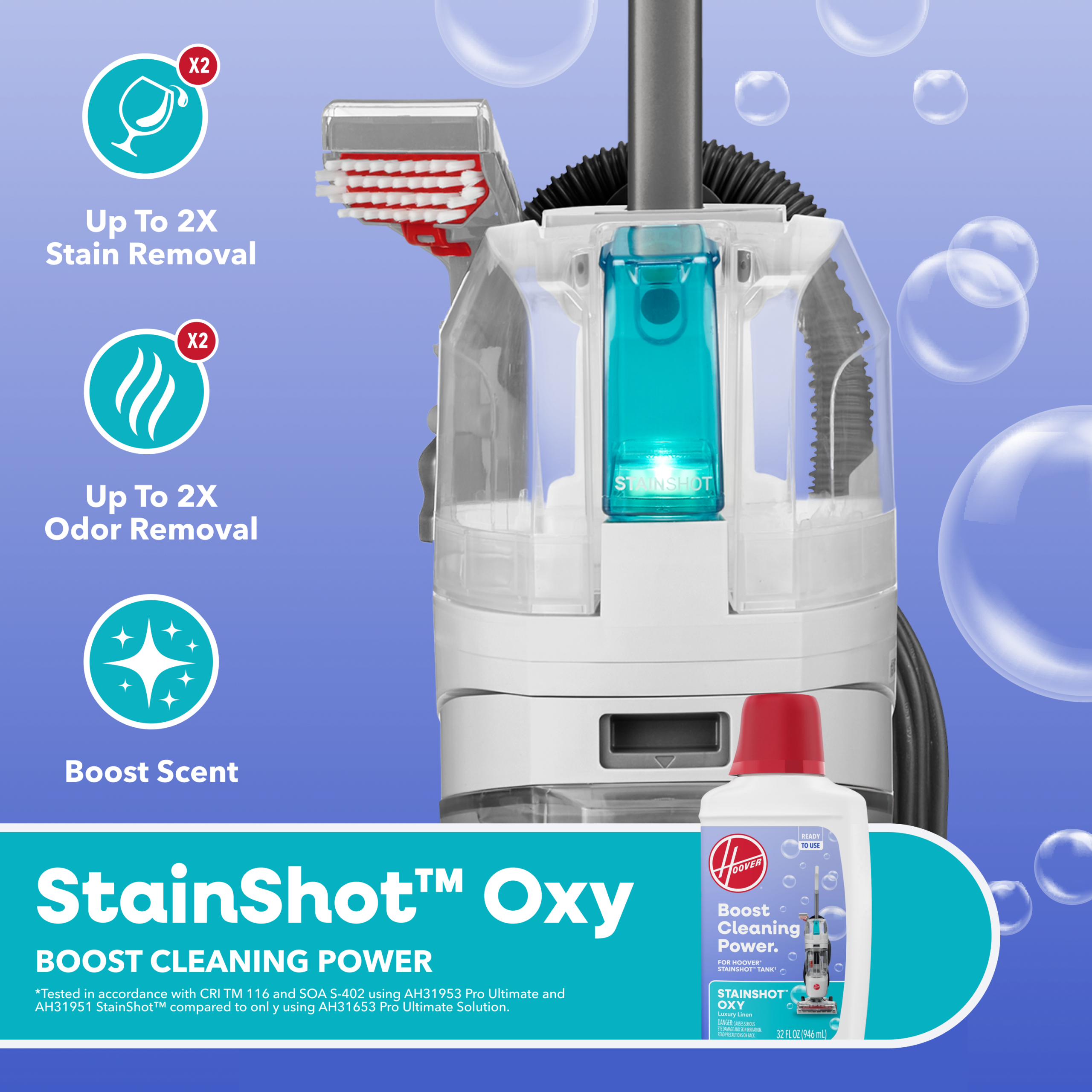 Hoover StainShot OXY Booster Carpet Cleaner Solution 32oz - Image 2