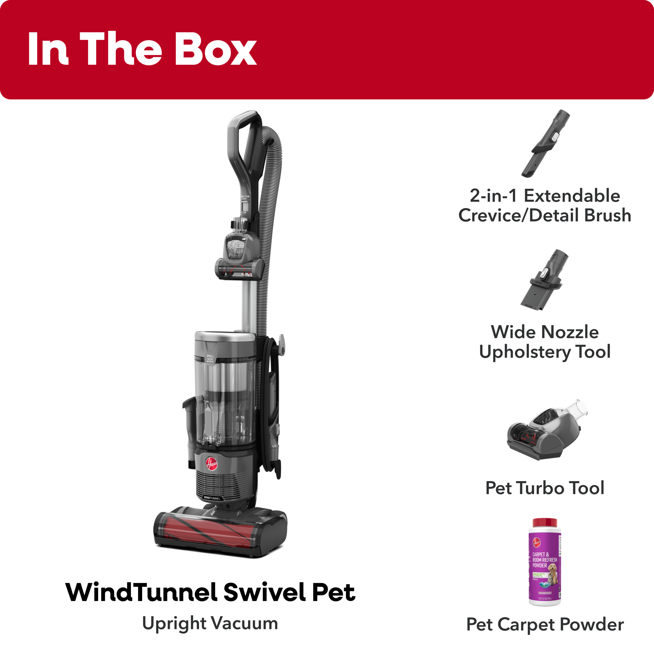 Hoover WindTunnel Swivel Pet Upright Vacuum & Pet Carpet Powder Bundle - Image 18